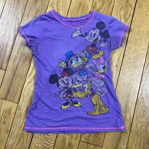 Y2K Disney Mickey Mouse Friends Girls Purple Graphic T Shirt Size Small